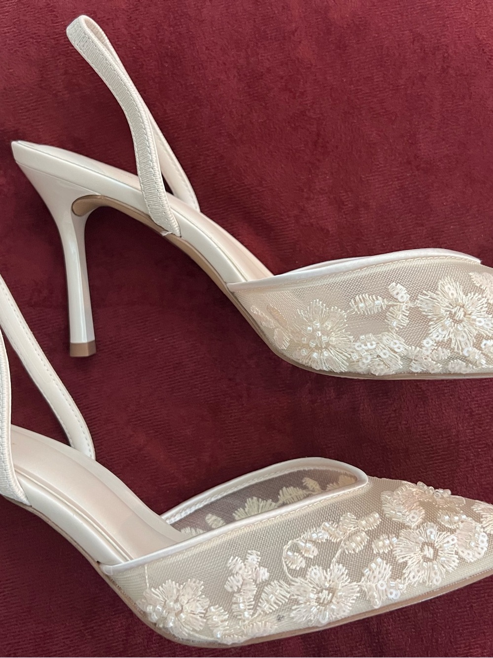 Aldo Champagne Lace Slingback Pointed Stiletto - Picture 4 of 5